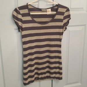 Blue and grey striped long tee